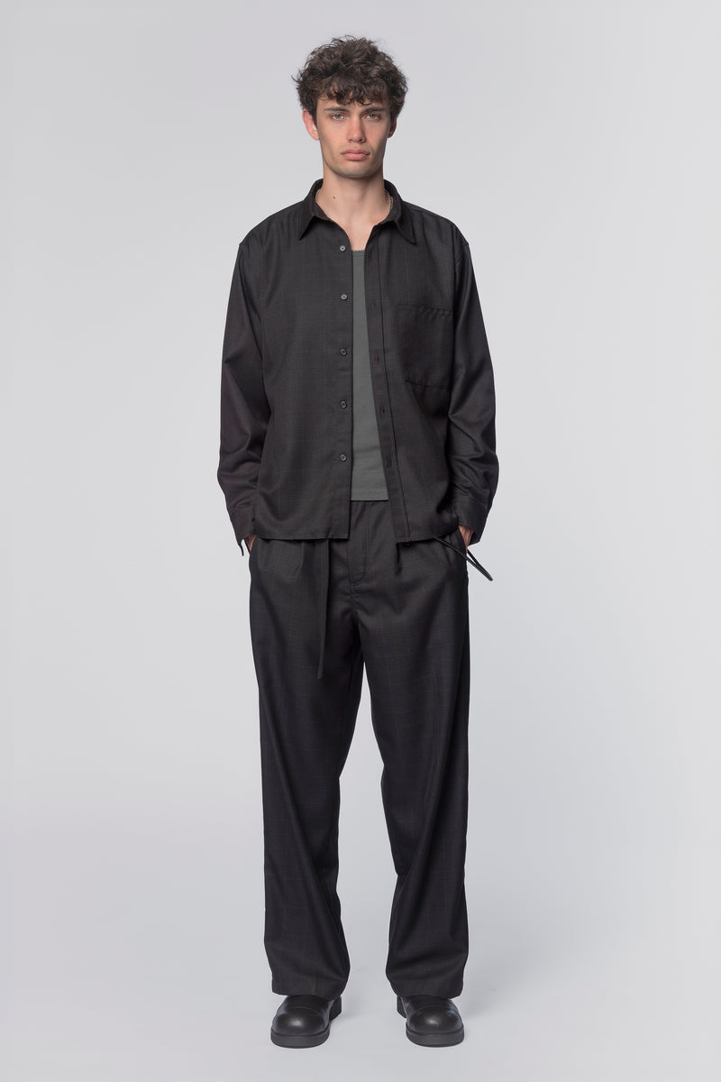LS POCKET SHIRT - BLACK PLAID